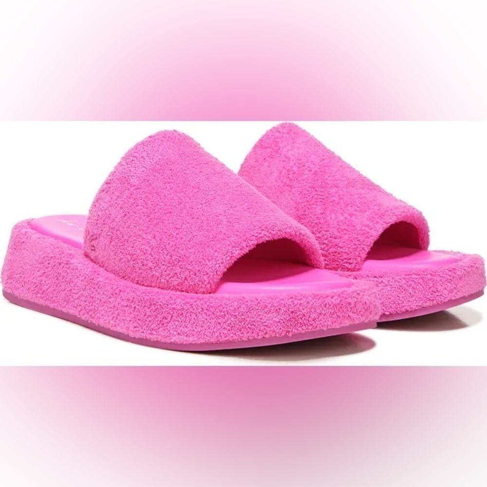 NWOT Circus by Sam Edelman Latasha Pink Terry Wedge Slide Sandals 7 - Picture 6 of 14